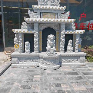 济宁芝麻白中国黑石材套墓 花岗岩墓碑