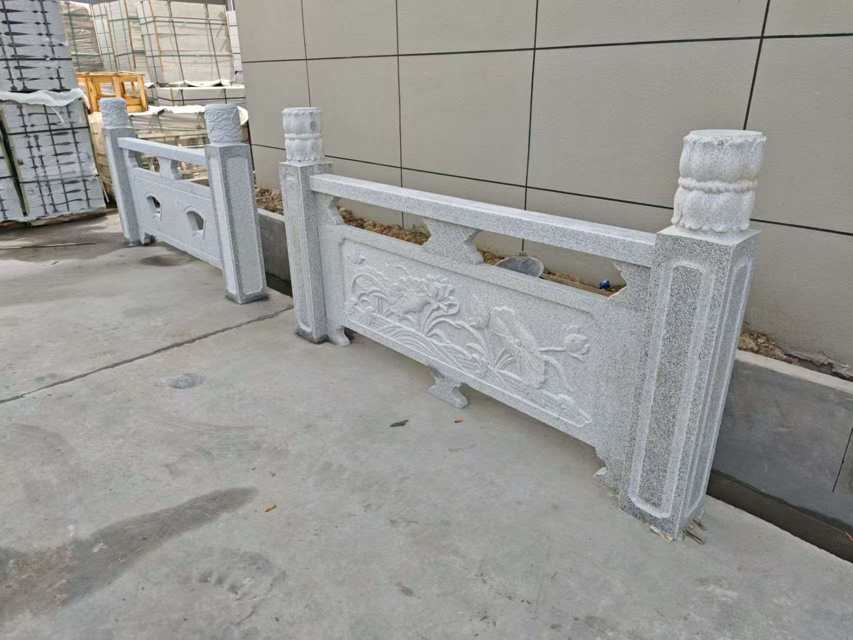 济宁芝麻白河道栏杆 石材栏杆